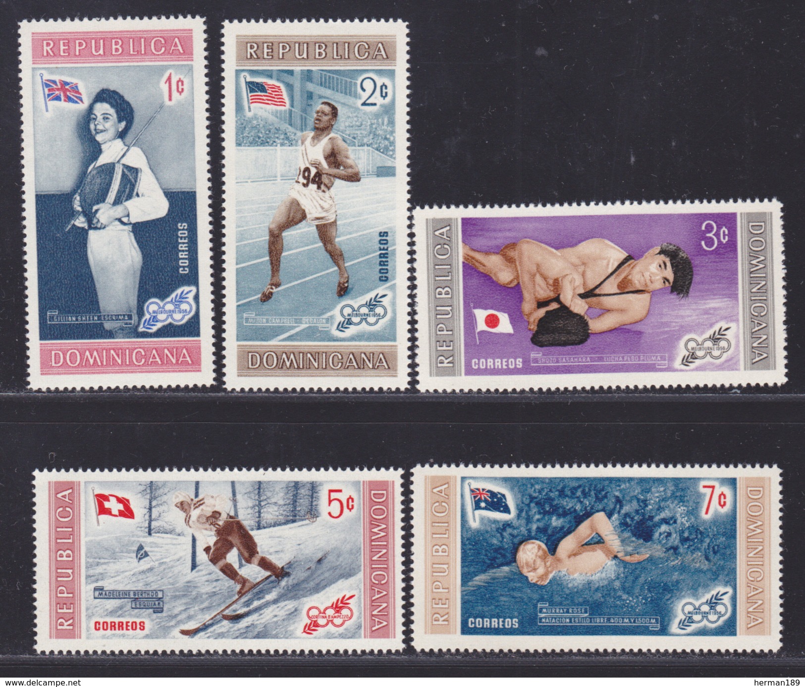 DOMINICAINE N°  504 à 508 ** MNH Neufs Sans Charnière, TB  (D2444) Jeux Olympiques De Melbourne - 1958 - Dominicaine (République)