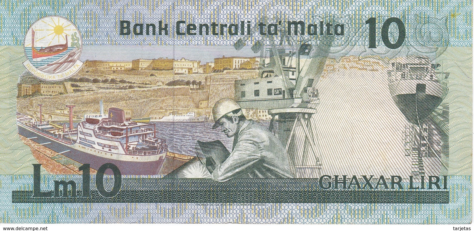 BILLETE DE MALTA DE 10 LIRAS DEL AÑO 1986 EN CALIDAD EBC (XF) (BANKNOTE) - Malta