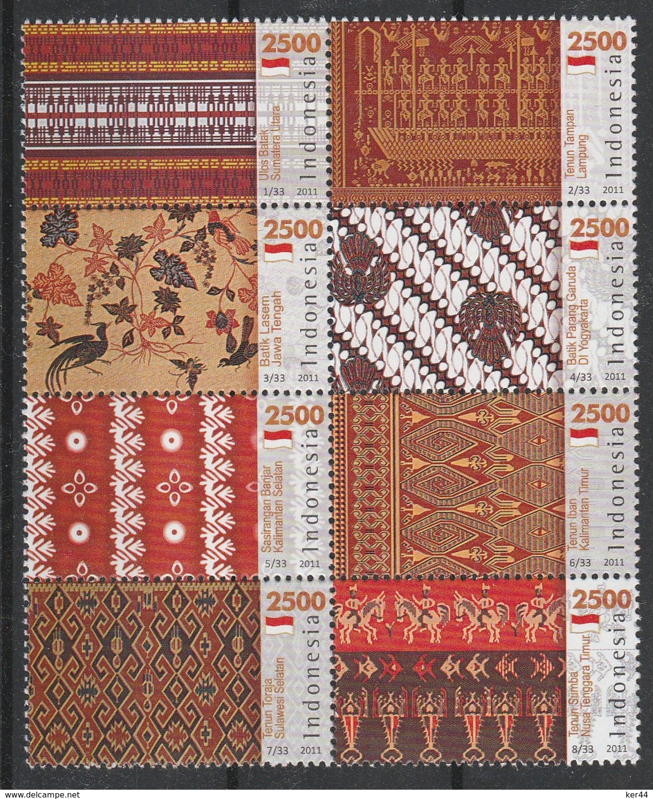 Indonesie 2011_Textiles Traditionnels - Indonesia 2012 **_YT 2519-26 / Traditional Textile Handicraft_MNH_20% Cv - Indonesien