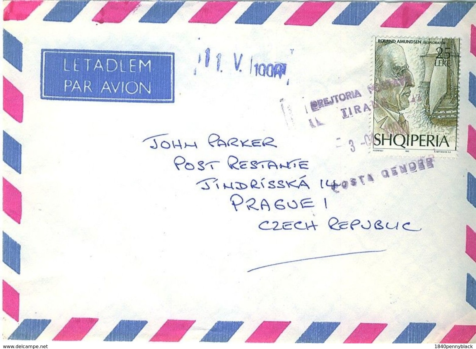 ALBANIA 1996 Cover From Tirana To Prague With Amundsen SG 2604 - Albanien