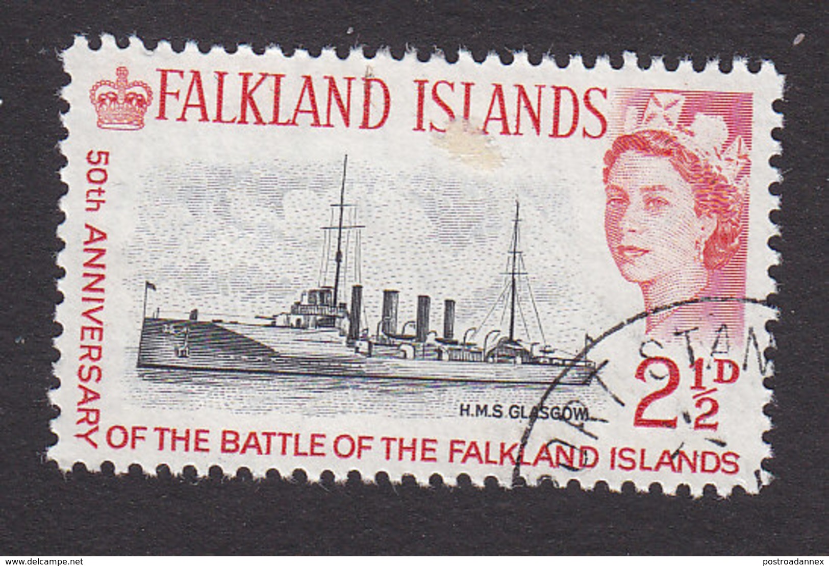 Falkland Islands, Scott #150, Used, HMS Glasgow, Issued 1964 - Islas Malvinas