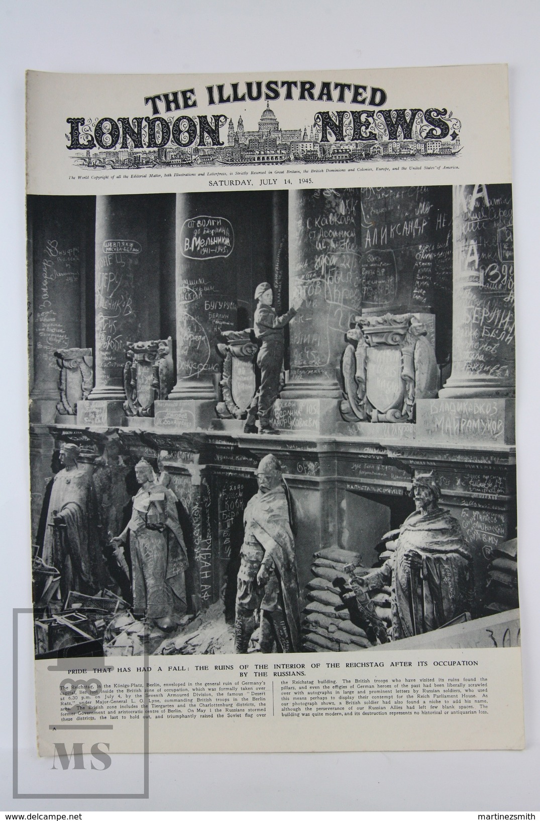 WWII The Illustrated London News, July 14, 1945, Reichstag Ruins, Veterans Of Tobruk, Secret German Weapons - Geschiedenis