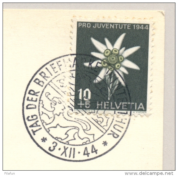 Schweiz - 1944 - 10c Pro Juventute On Tag De Briefmarke Postcard - Briefe U. Dokumente