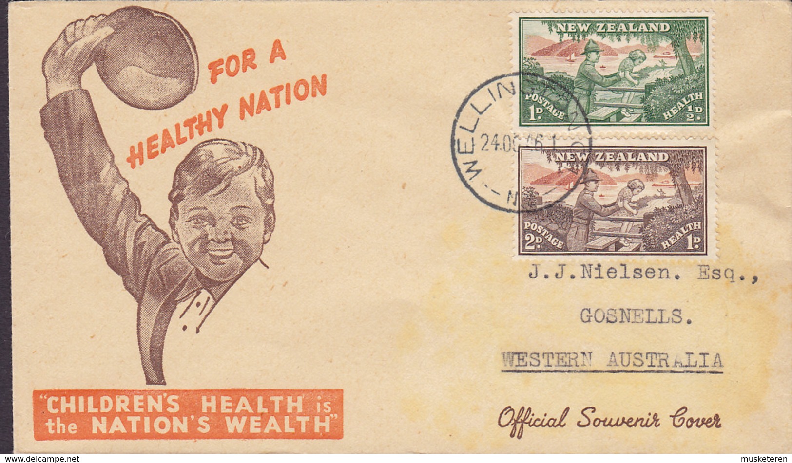 New Zealand Official Souvenir FDC Cover 1946 Childrens Health Nation's Wealth Complete Set !! - FDC