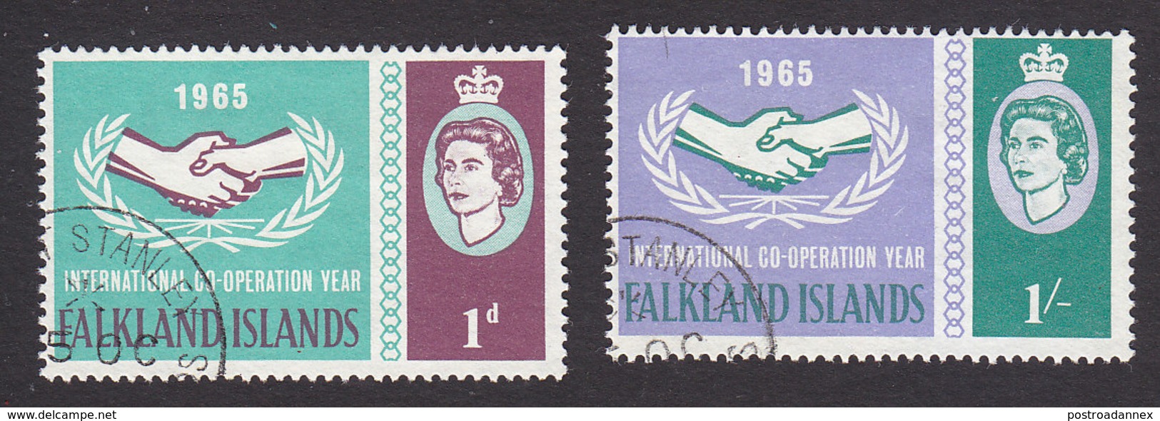 Falkland Islands, Scott #156-157, Used, Int'l Cooperation Year, Issued 1965 - Falkland