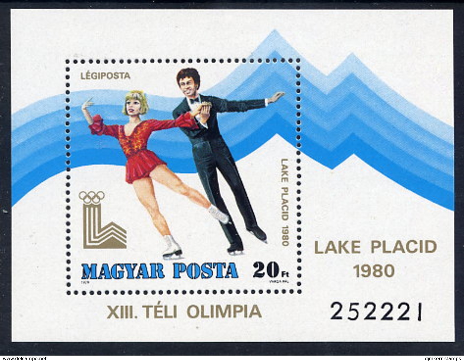 HUNGARY 1979 Winter Olympics Block MNH / **.  Michel Block 140 - Blocks & Sheetlets