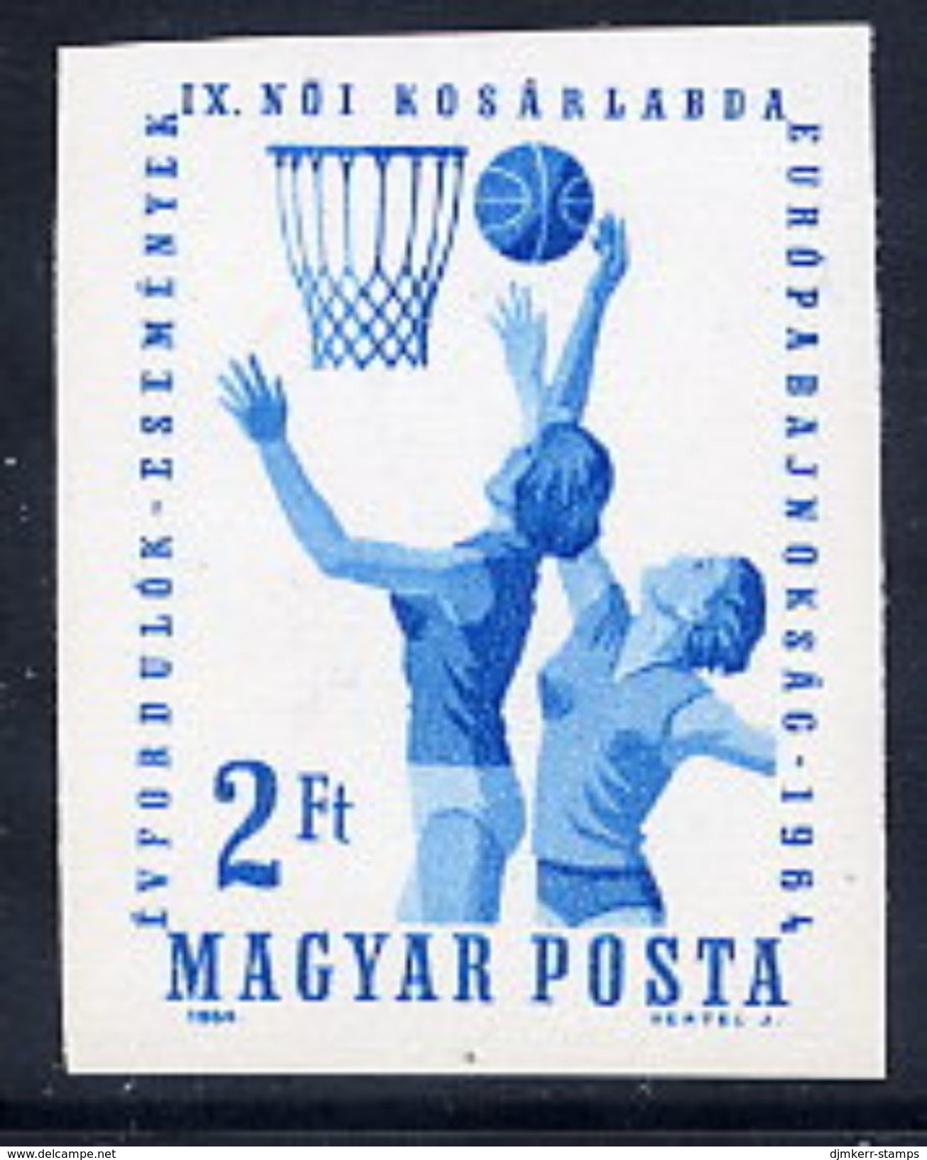 HUNGARY 1964 Women's Basketball Imperforate  MNH / **.  Michel 2062B - Unused Stamps