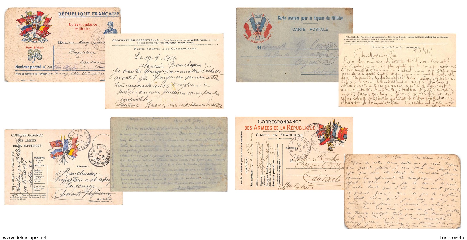 Lot De 83 CPA En Franchise - Correspondance Des Armées De La République - Témoignages De Guerre 1914 1918 - Autres & Non Classés