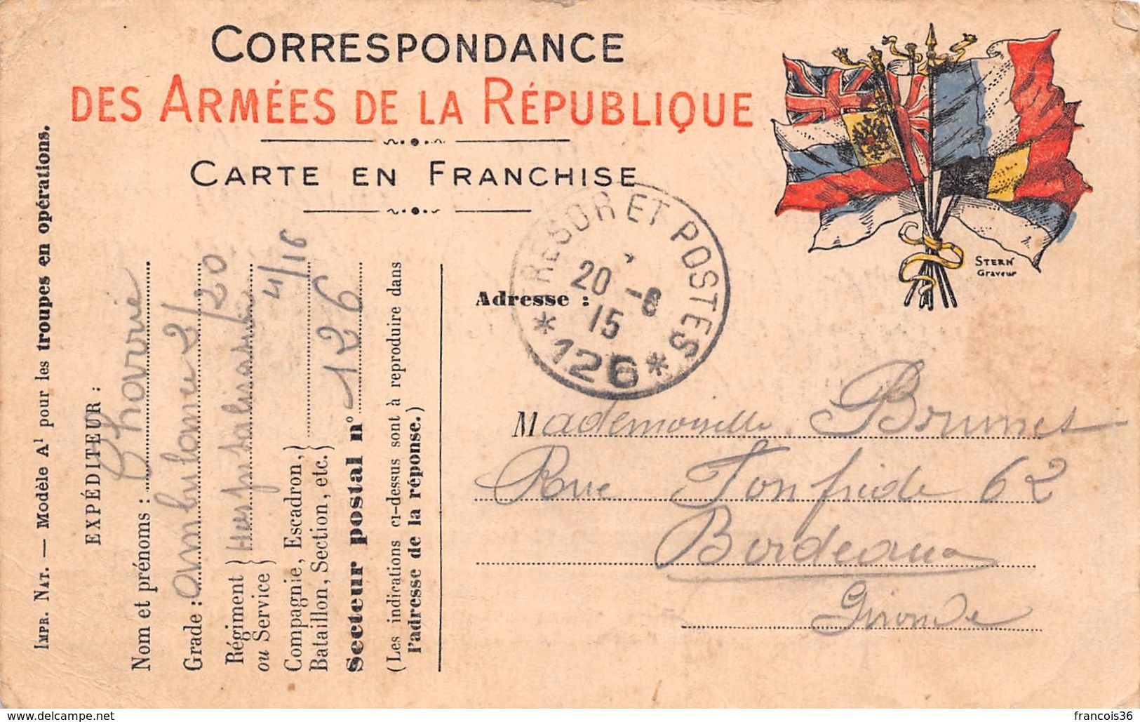 Lot de 83 CPA en franchise - Correspondance des Armées de la République - témoignages de guerre 1914 1918