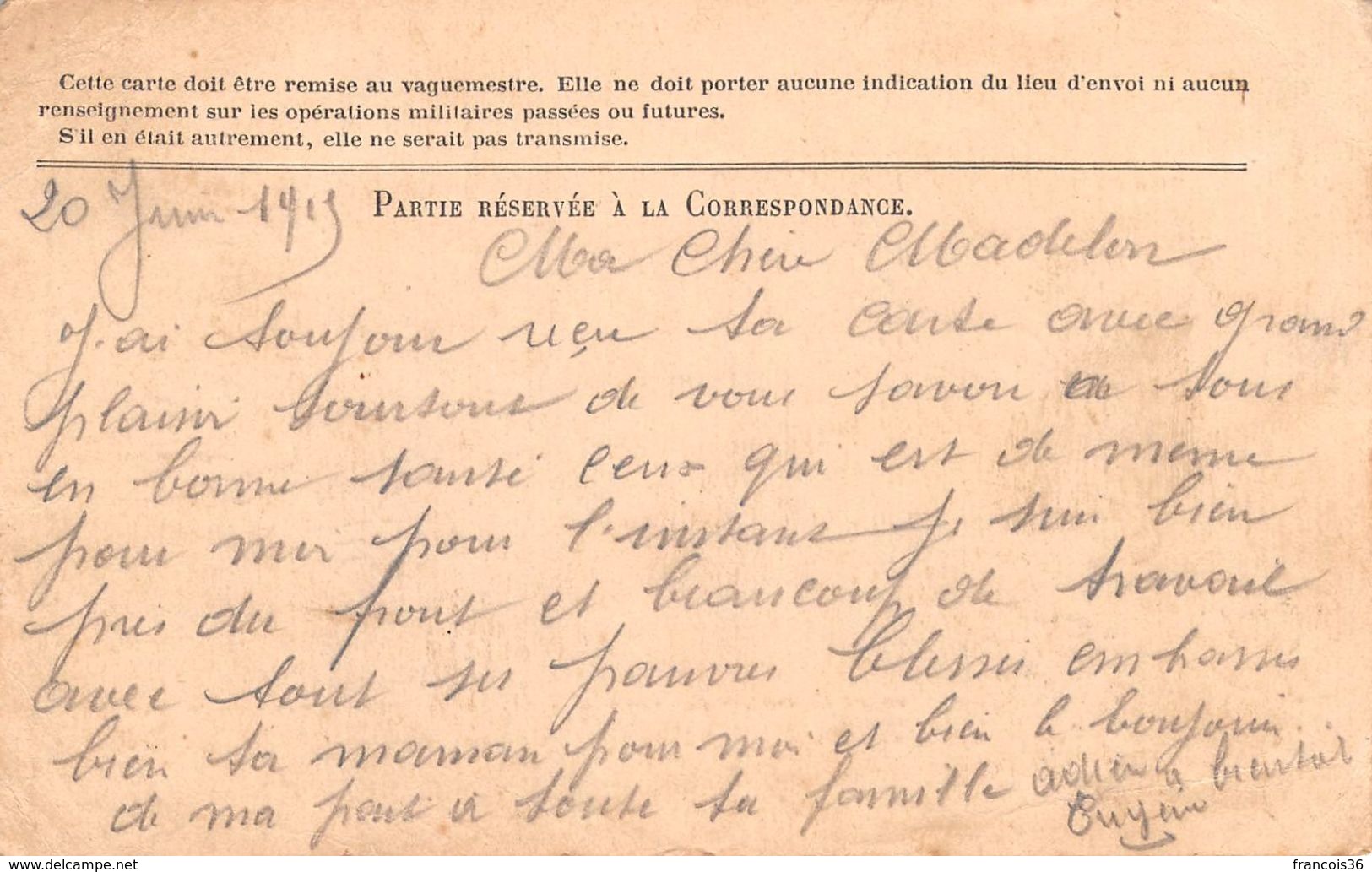 Lot de 83 CPA en franchise - Correspondance des Armées de la République - témoignages de guerre 1914 1918