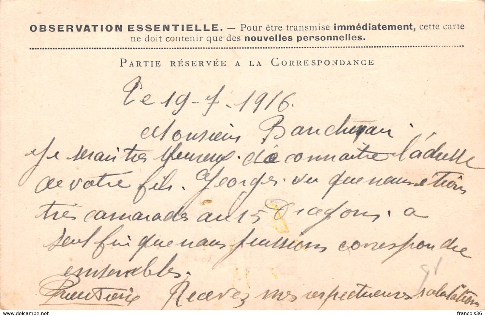 Lot de 83 CPA en franchise - Correspondance des Armées de la République - témoignages de guerre 1914 1918