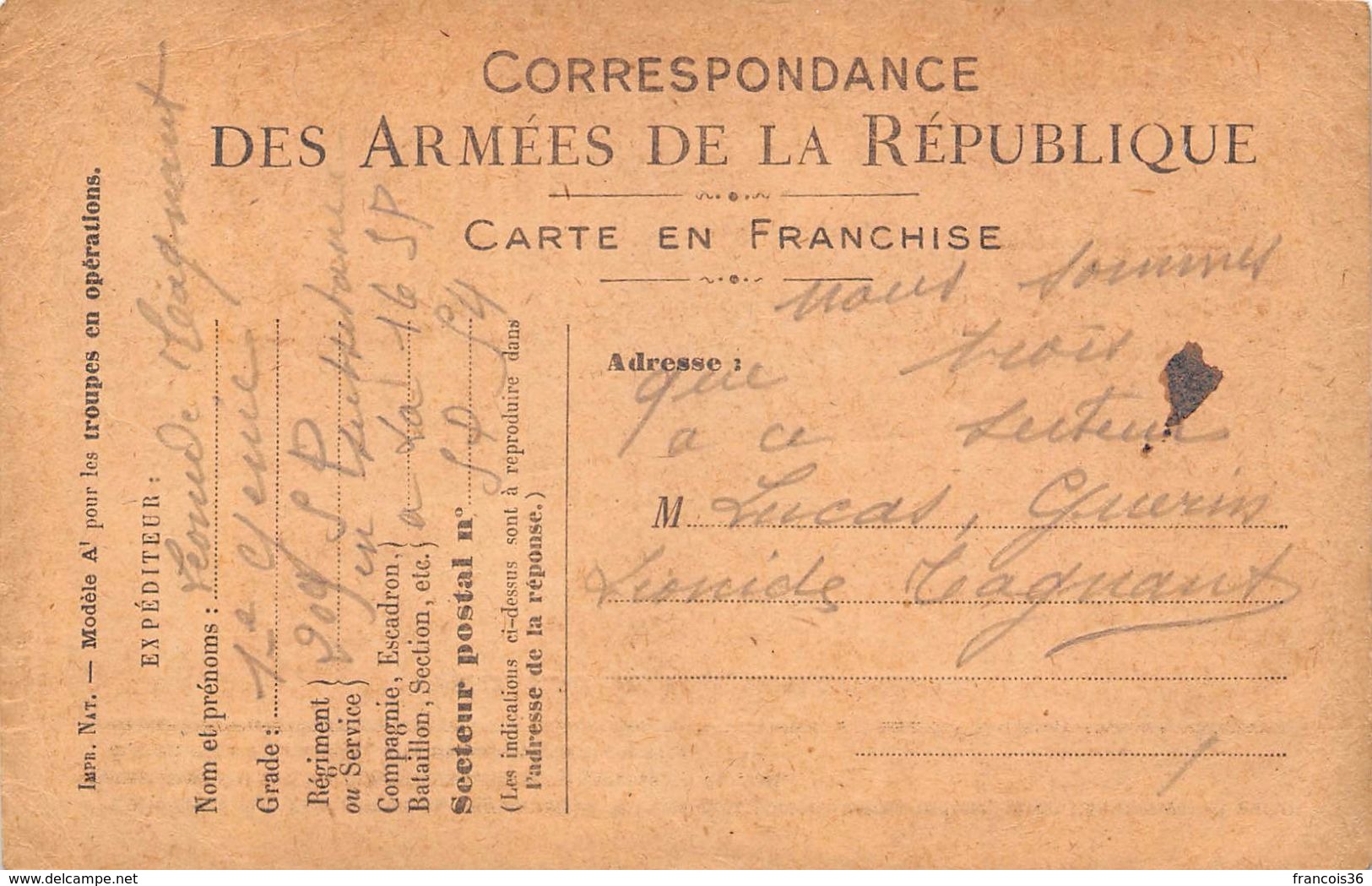 Lot de 83 CPA en franchise - Correspondance des Armées de la République - témoignages de guerre 1914 1918