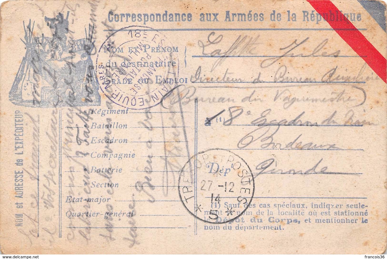 Lot de 83 CPA en franchise - Correspondance des Armées de la République - témoignages de guerre 1914 1918