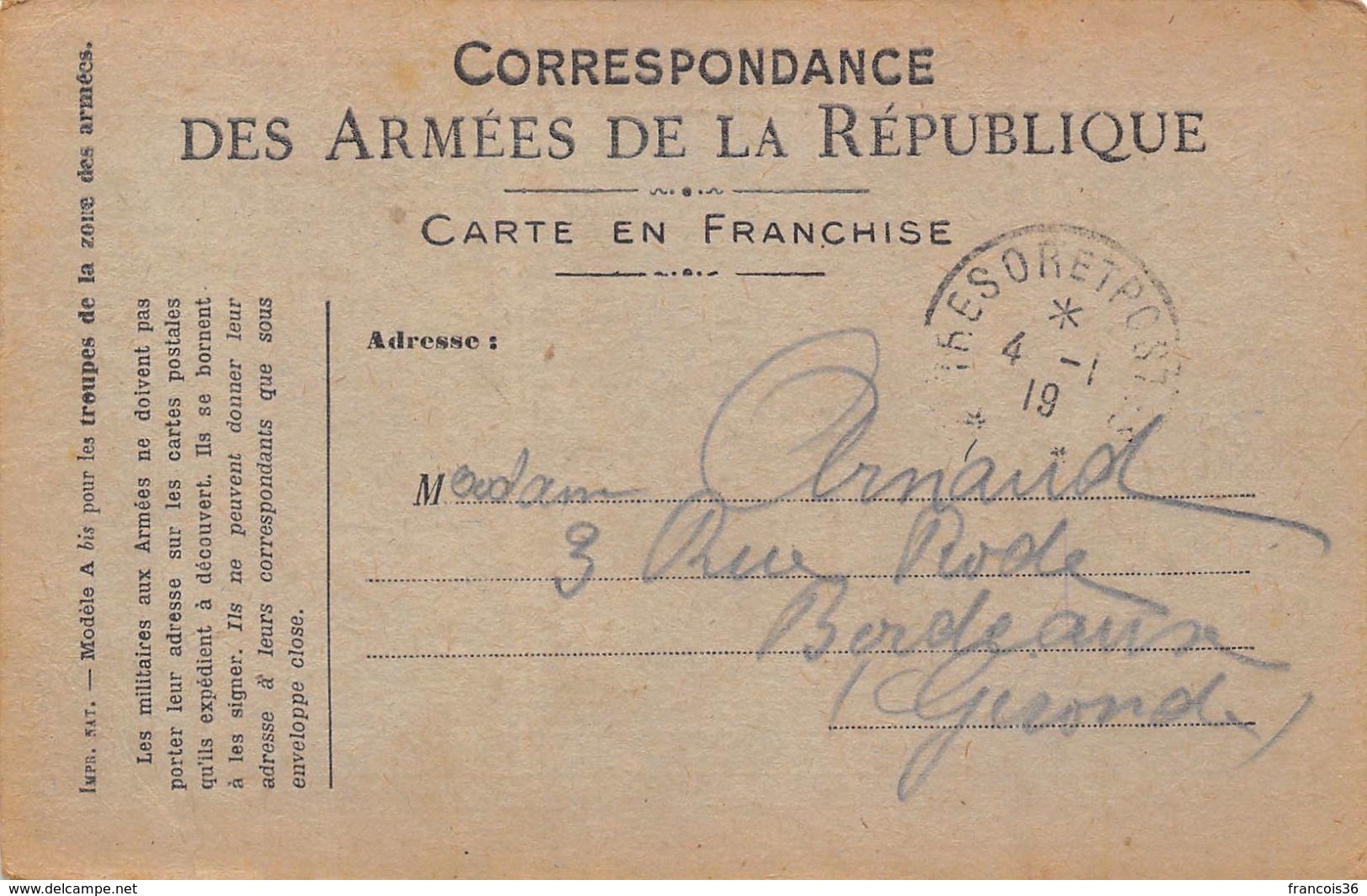 Lot de 83 CPA en franchise - Correspondance des Armées de la République - témoignages de guerre 1914 1918