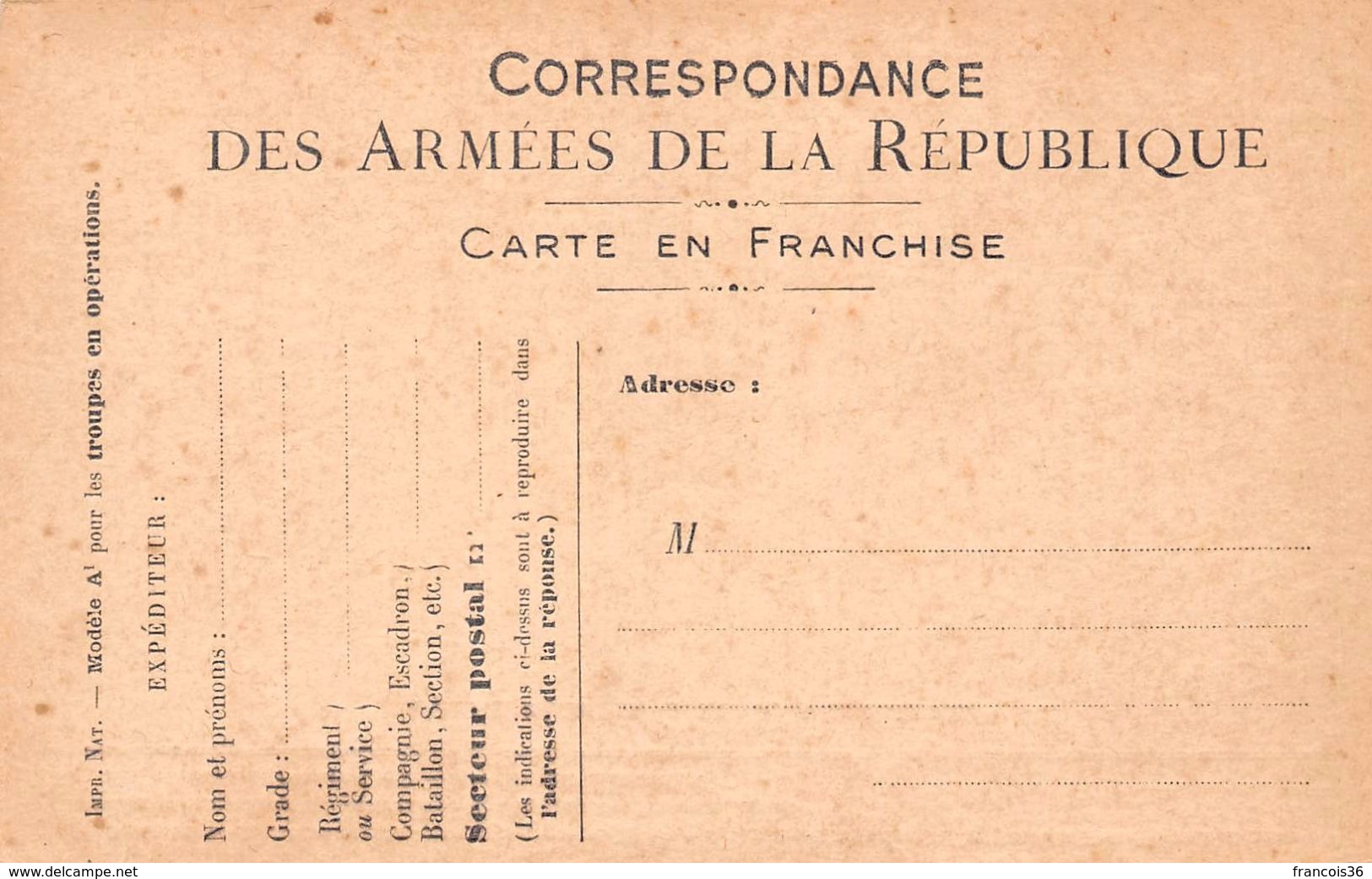 Lot de 83 CPA en franchise - Correspondance des Armées de la République - témoignages de guerre 1914 1918