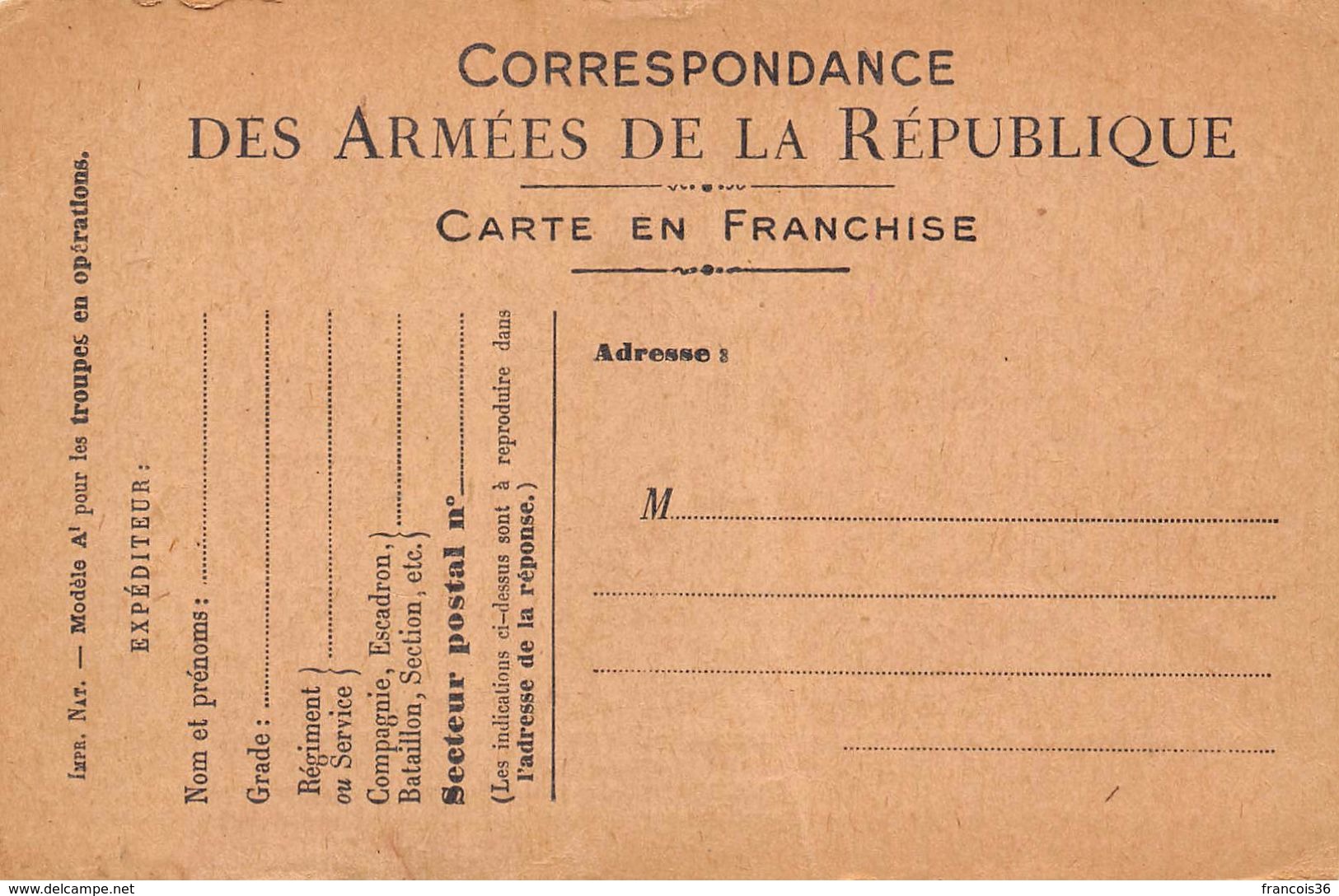 Lot de 83 CPA en franchise - Correspondance des Armées de la République - témoignages de guerre 1914 1918