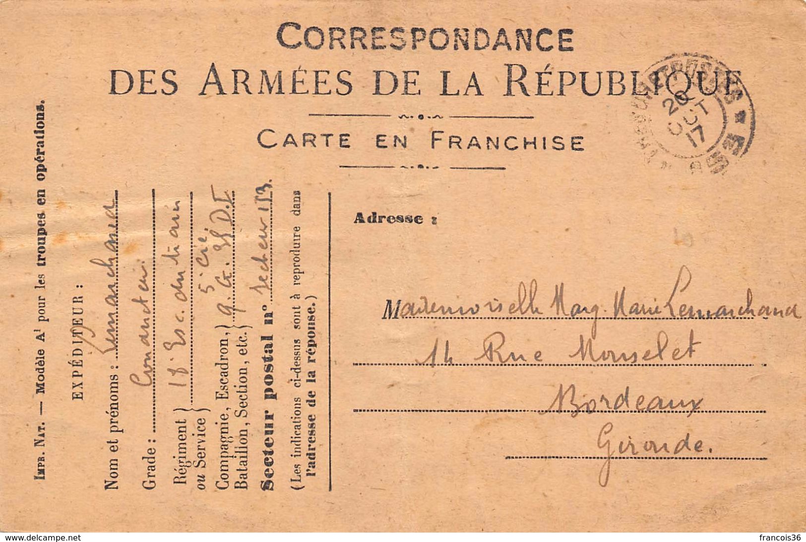 Lot de 83 CPA en franchise - Correspondance des Armées de la République - témoignages de guerre 1914 1918