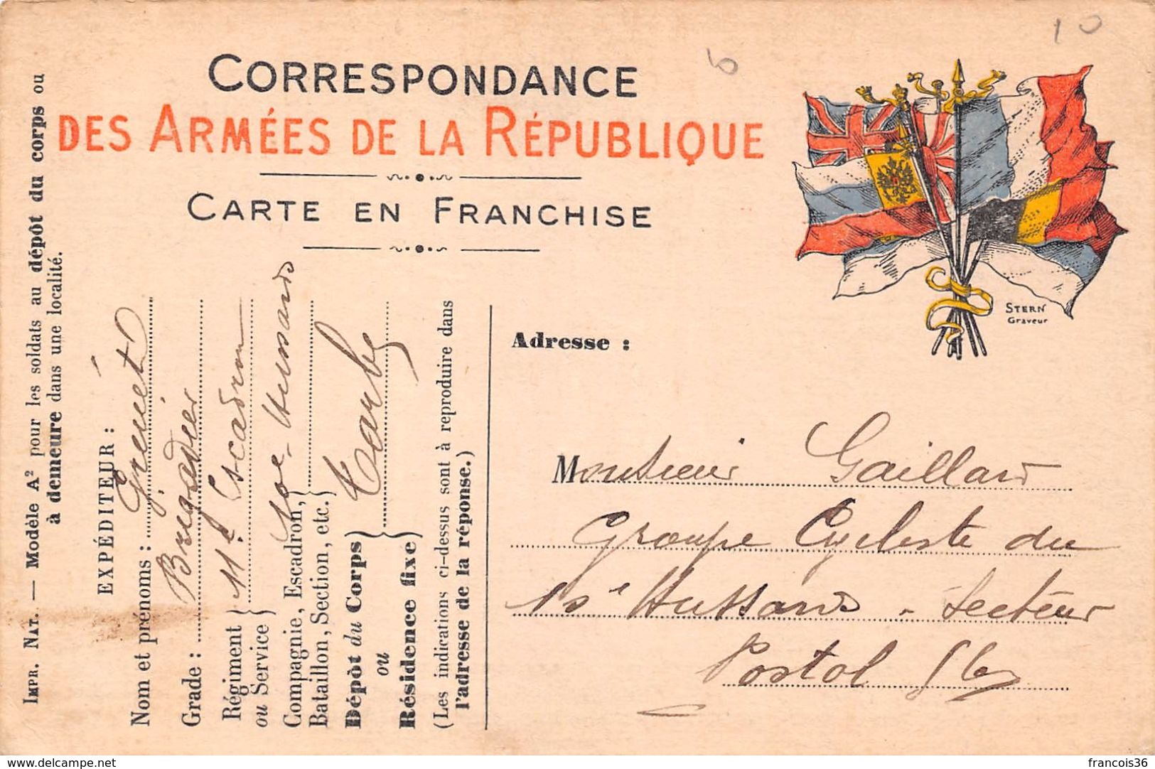 Lot de 83 CPA en franchise - Correspondance des Armées de la République - témoignages de guerre 1914 1918