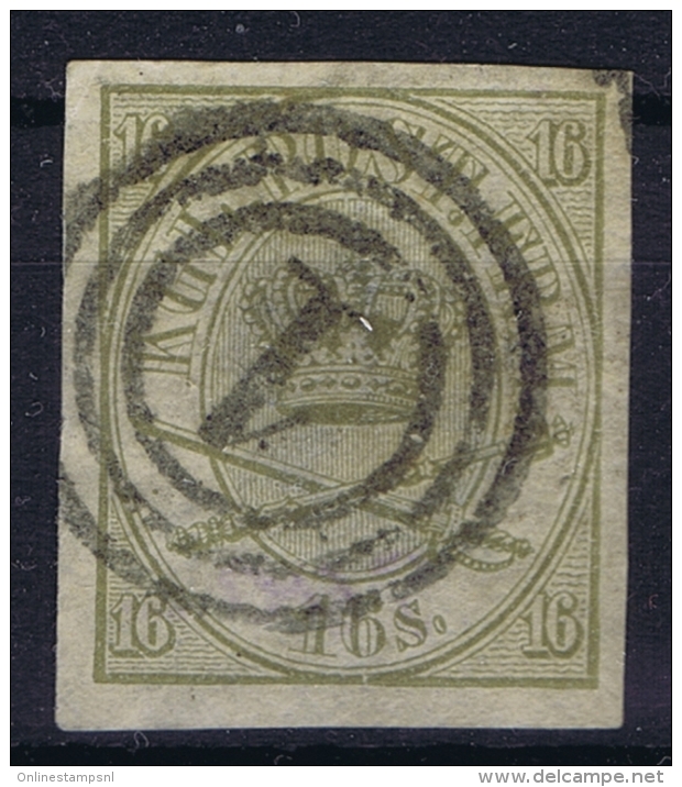 Denmark: Mi 15 U  Obl./Gestempelt/used Ungezahnt   1864  Has A Small Thin - Gebraucht