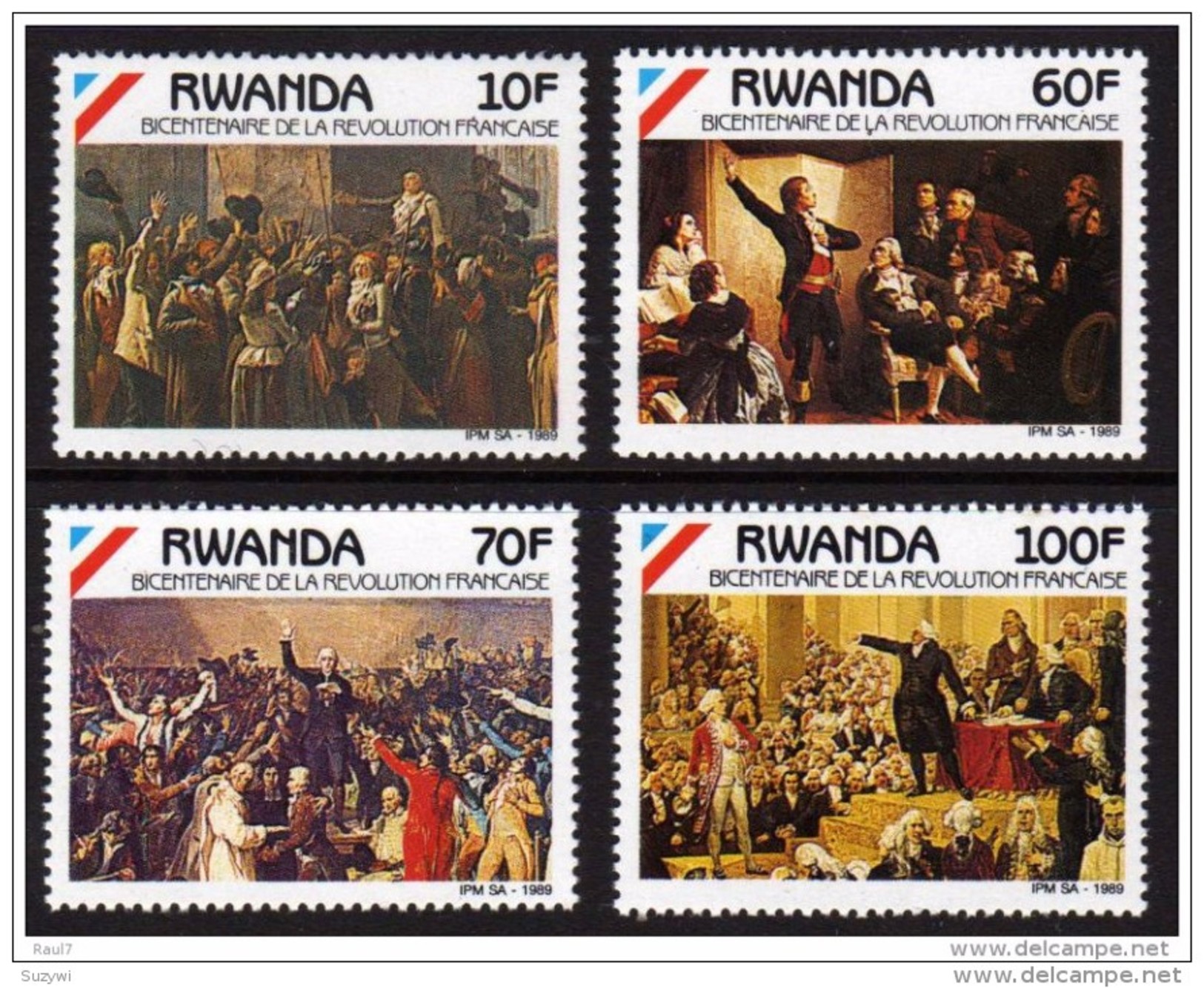 Rwanda**FRENCH REVOLUTION FRANCAISE 1789-Paintings-4vals-Cat 8,5€/9,5$-1989-ART-MNH-Congo - Nuevos