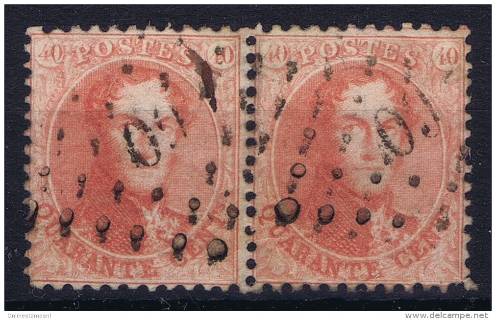 Belgium: OBP  16 A   Obl./Gestempelt/used  1863 Pair - 1849-1865 Médaillons (Autres)