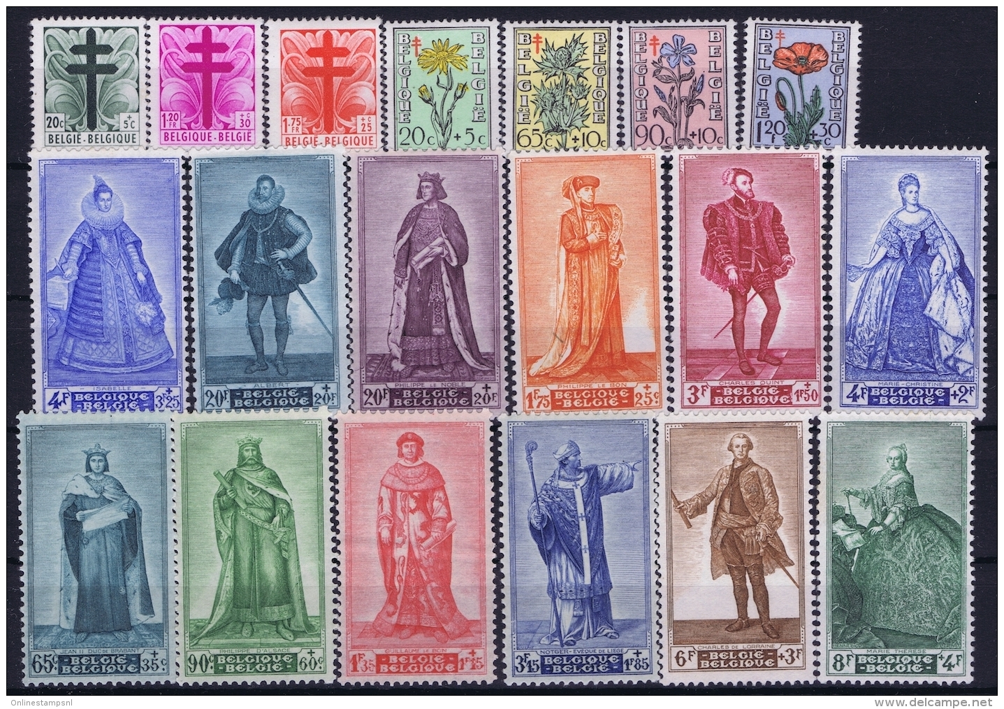 Belgium: OBP 751 - 755 + 787 - 791 + 814 - 822  MNH/** Neuf Sans Charnière  Postfrisch  1947 1948  1949 Warvictims - Ungebraucht