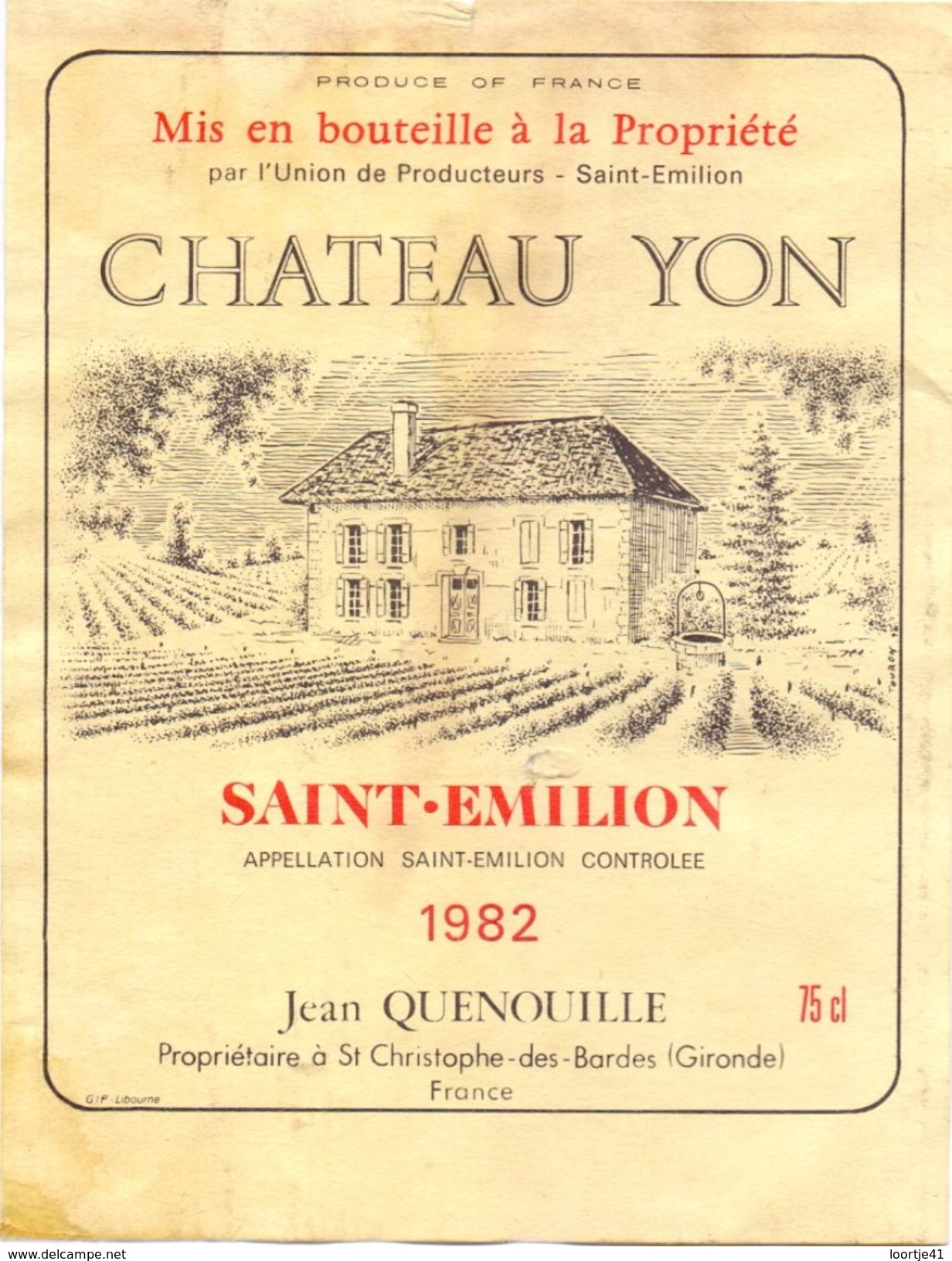 Etiket Etiquette - Vin - Chateau YON - Saint Emilion 1982 - Other & Unclassified