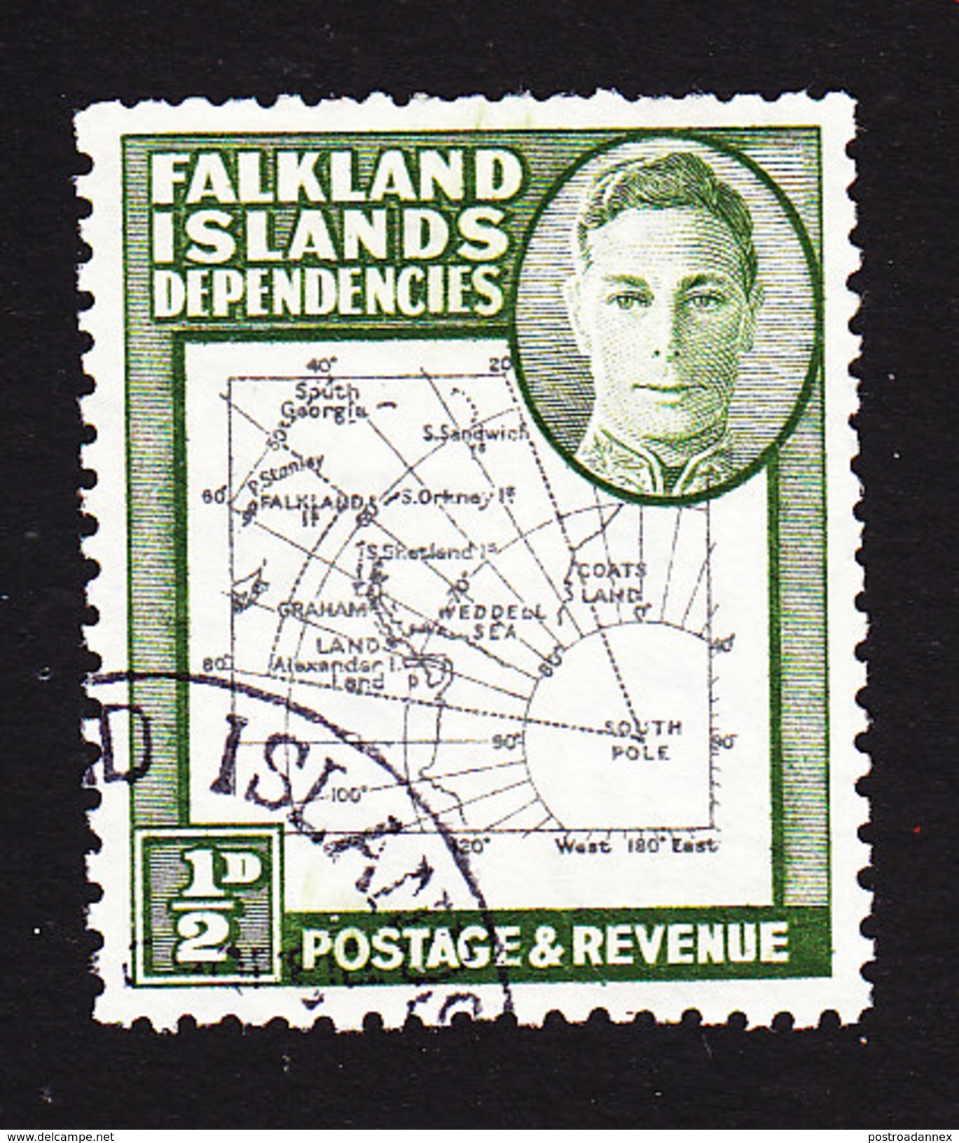 Falkland Islands Dependencies, Scott #1L1, Used, Map, Issued 1946 - Falkland