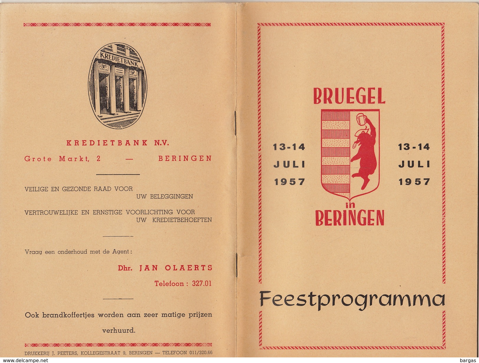 Programme Programma Feest Fête à Beringen Beeringen Limburg - Programme