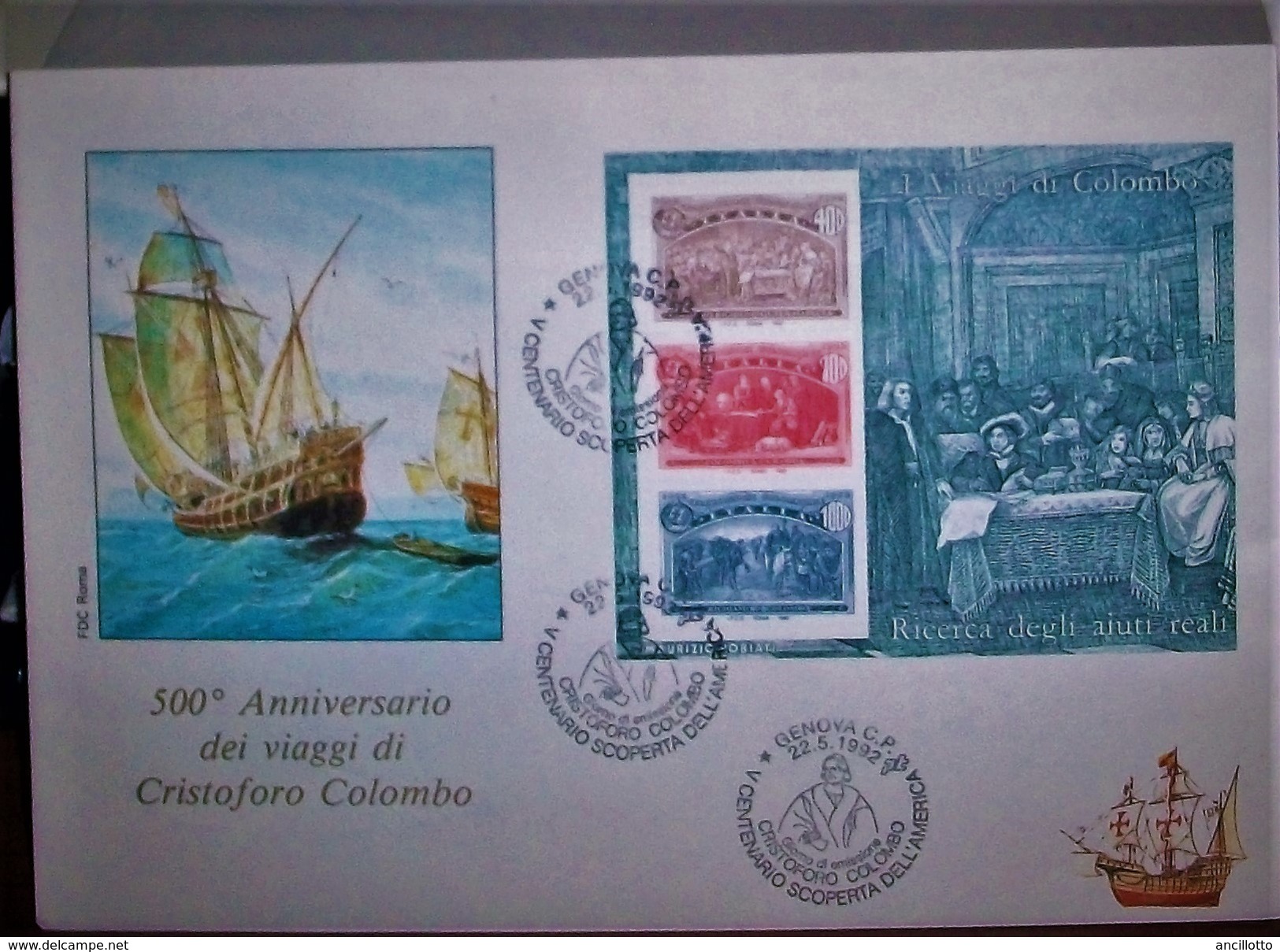 SERIE-DI-6-FDC-BUSTONI-PER-FOGLIETTI-ITALIA-CRISTOFORO-COLOMBO-5-CENTENARIO GENOCA-CP - 1991-00:  Nuovi