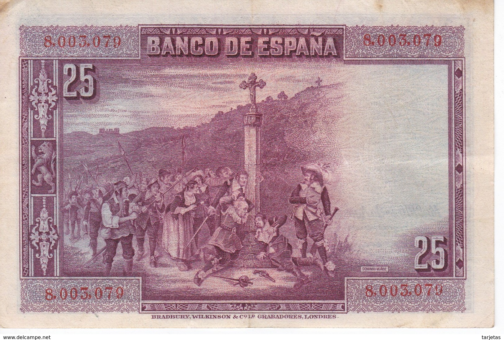 BILLETE DE ESPAÑA DE 25 PTAS DEL AÑO 1928 SIN SERIE CALIDAD MBC (VF)  (BANKNOTE) - 1-2-5-25 Pesetas