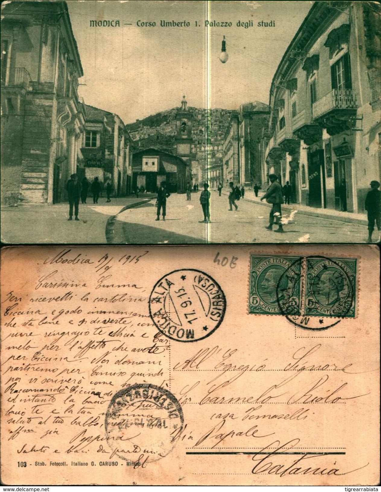 7762a)  Cartolina   MODICA-corso Umberto Ipalazzo Degli Studi-ed.g.caruso - Modica