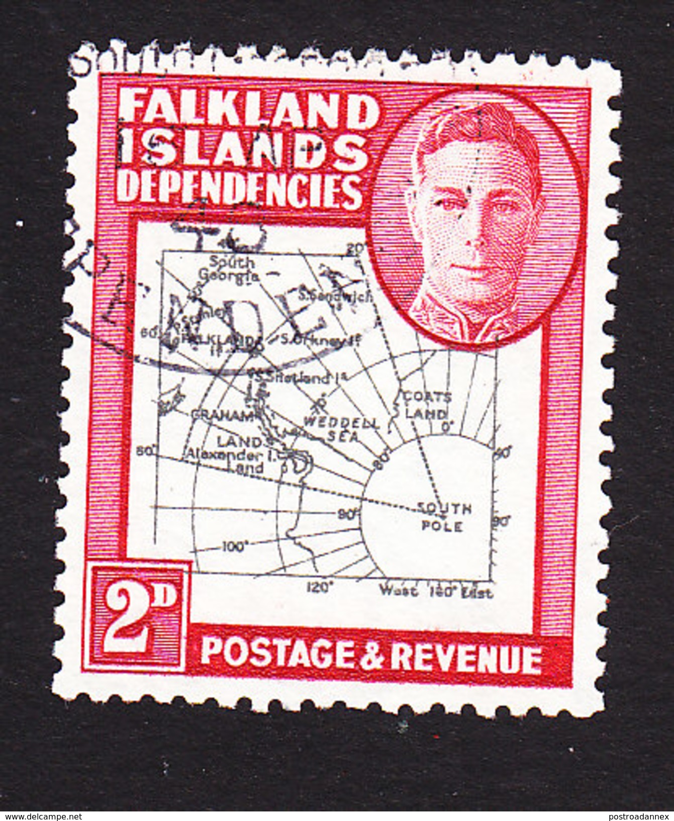 Falkland Islands Dependencies, Scott #1L3, Used, Map, Issued 1946 - Falkland Islands