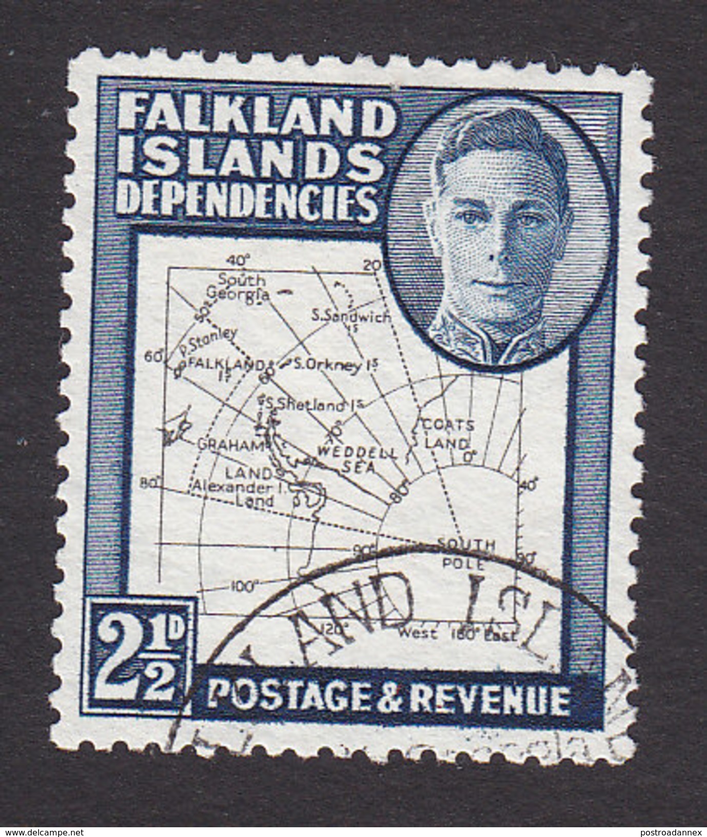 Falkland Islands Dependencies, Scott #1L13, Used, Map, Issued 1949 - Falklandeilanden