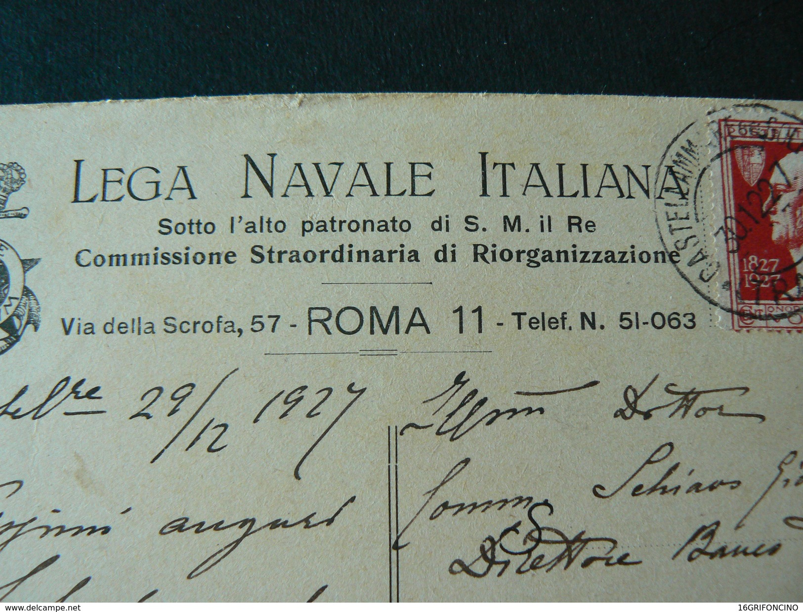 1927 POSTCARD OF "LEGA NAVALE ITALIANA " OF ITALY...///...1927 CARTOLINA DELLA LEGA NAVALE ITALIANA VIAGGIATA - Altri & Non Classificati