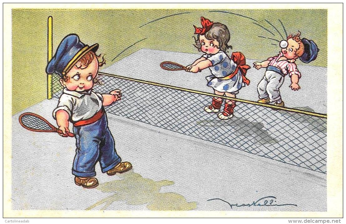 [DC9282] CPA - PARTITA DI TENNIS - BAMBINI - ILLUSTRATORE CASTELLI - Non Viaggiata - Old Postcard - Castelli