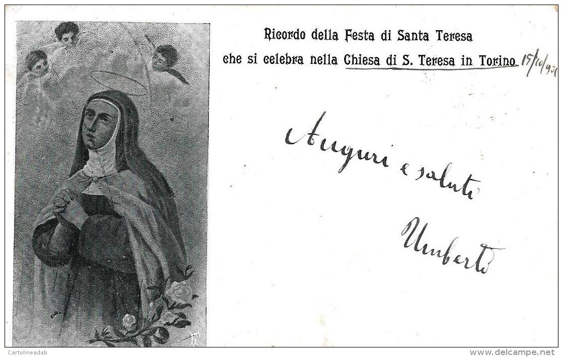 [DC9289] CPA - TORINO - CHIESA SANTA TERESA - RICORDO DELLA FESTA - AUGURALE - Viaggiata - Old Postcard - Kirchen