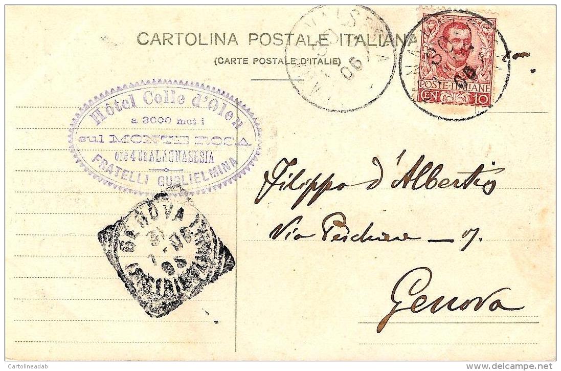 [DC9298] CPA - HOTEL COL D'OLEN 3000 METRI - MONTE ROSA - Viaggiata 1906 - Old Postcard - Alberghi & Ristoranti