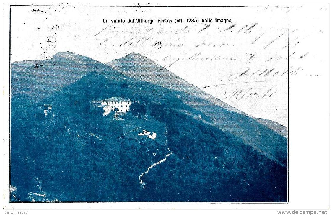 [DC9299] CPA - UN SALUTO DALL'ALBERGO PERTUS (MT.1285) VALLE IMAGNA - Viaggiata - Old Postcard - Alberghi & Ristoranti