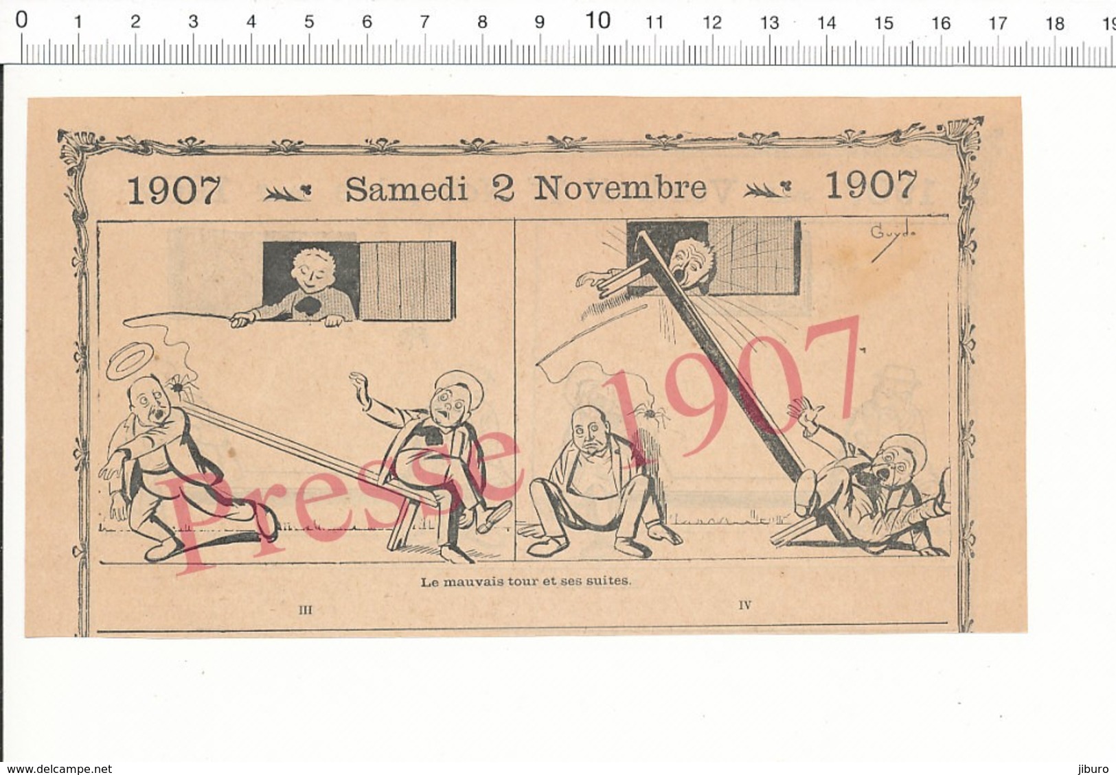 2 Scans Humour 1907 Jeu D'enfant Mauvais Tour Araignée Spider Animal Insecte Sieste ? Banc Public ?? 216PF7 - Ohne Zuordnung