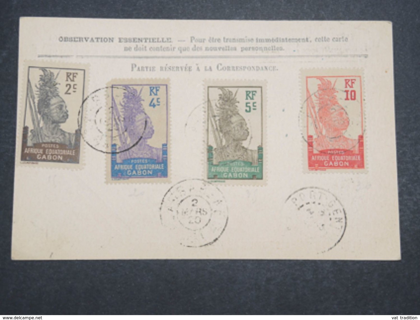 GABON - Carte De Franchise Militaire De Port Gentil Pour Dijon En 1920 -  L 10526 - Lettres & Documents