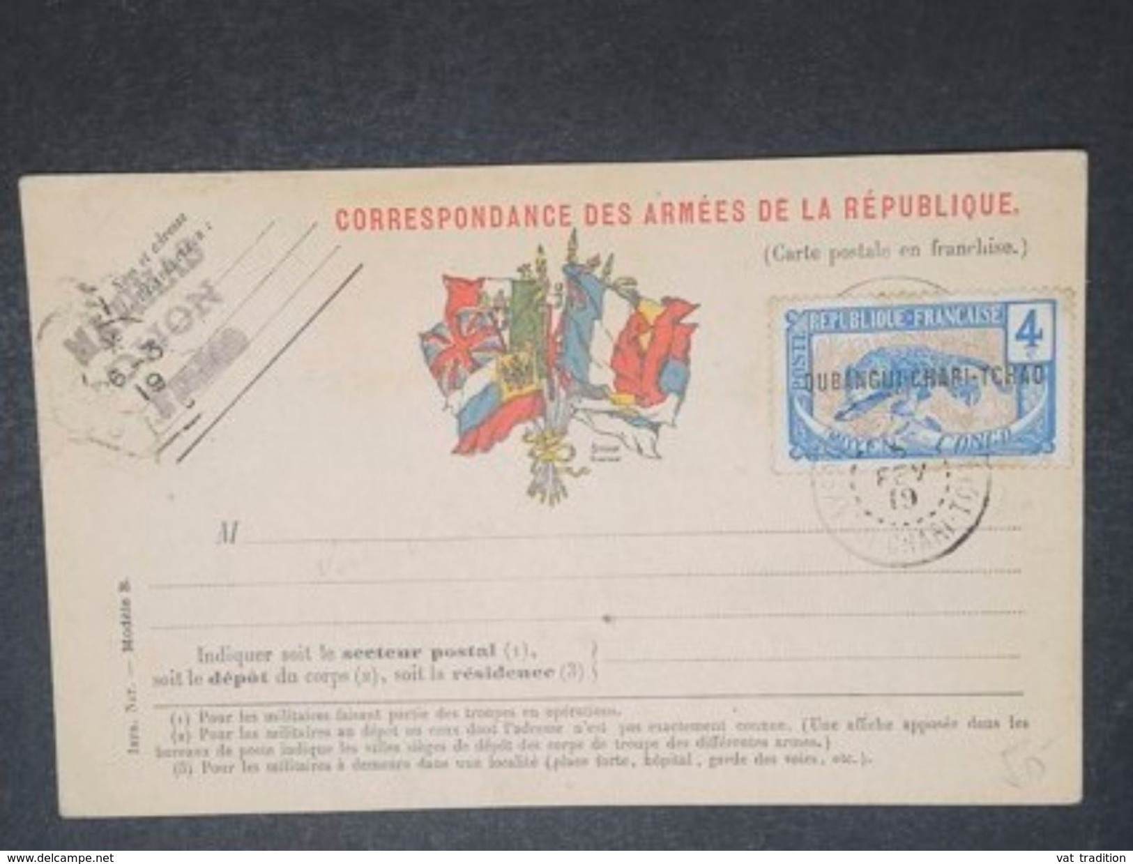 GABON - Carte De Franchise Militaire Pour Dijon En 1919 -  L 10527 - Covers & Documents