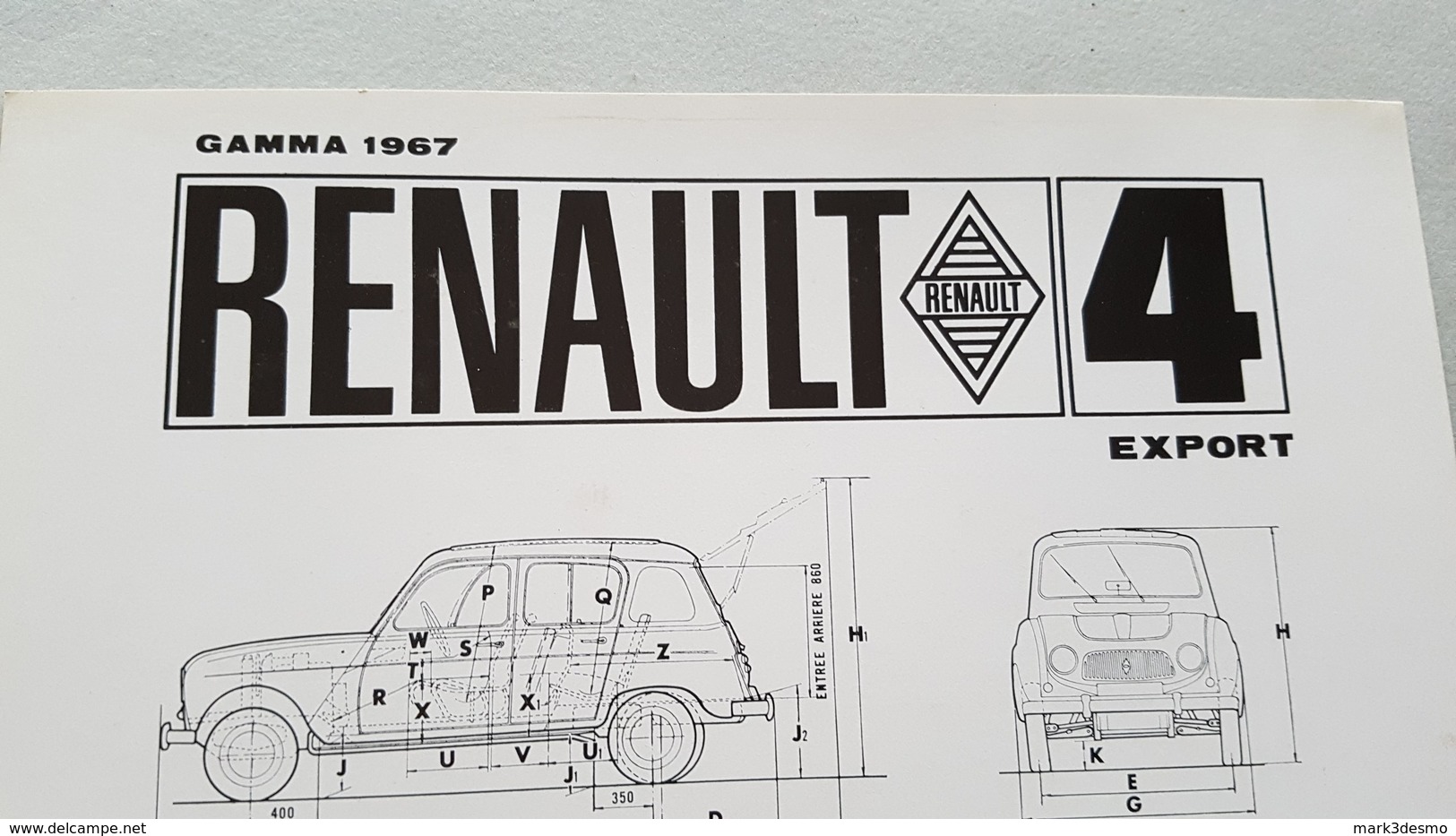 Renault R4 Export 1967 SCHEDA TECNICA Depliant Brochure Originale Auto - Genuine Car Brochure - Automobili