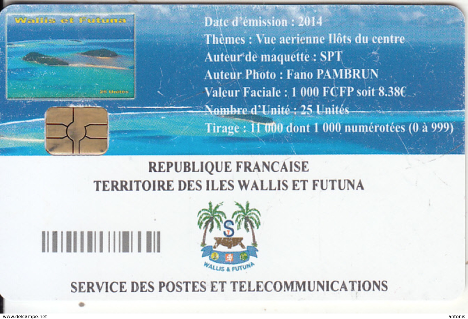 WALLIS & FUTUNA(chip) - Vue Aerienne Ilots Du Centre(no Number), Tirage 10000, Used - Wallis-et-Futuna
