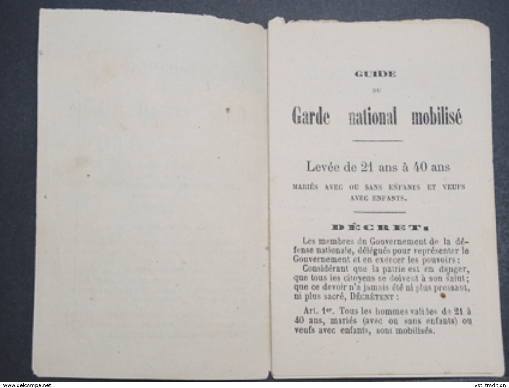 FRANCE - Guerre De 1870 , Guide Du Garde National Mobilisé -  L 10537 - Francese