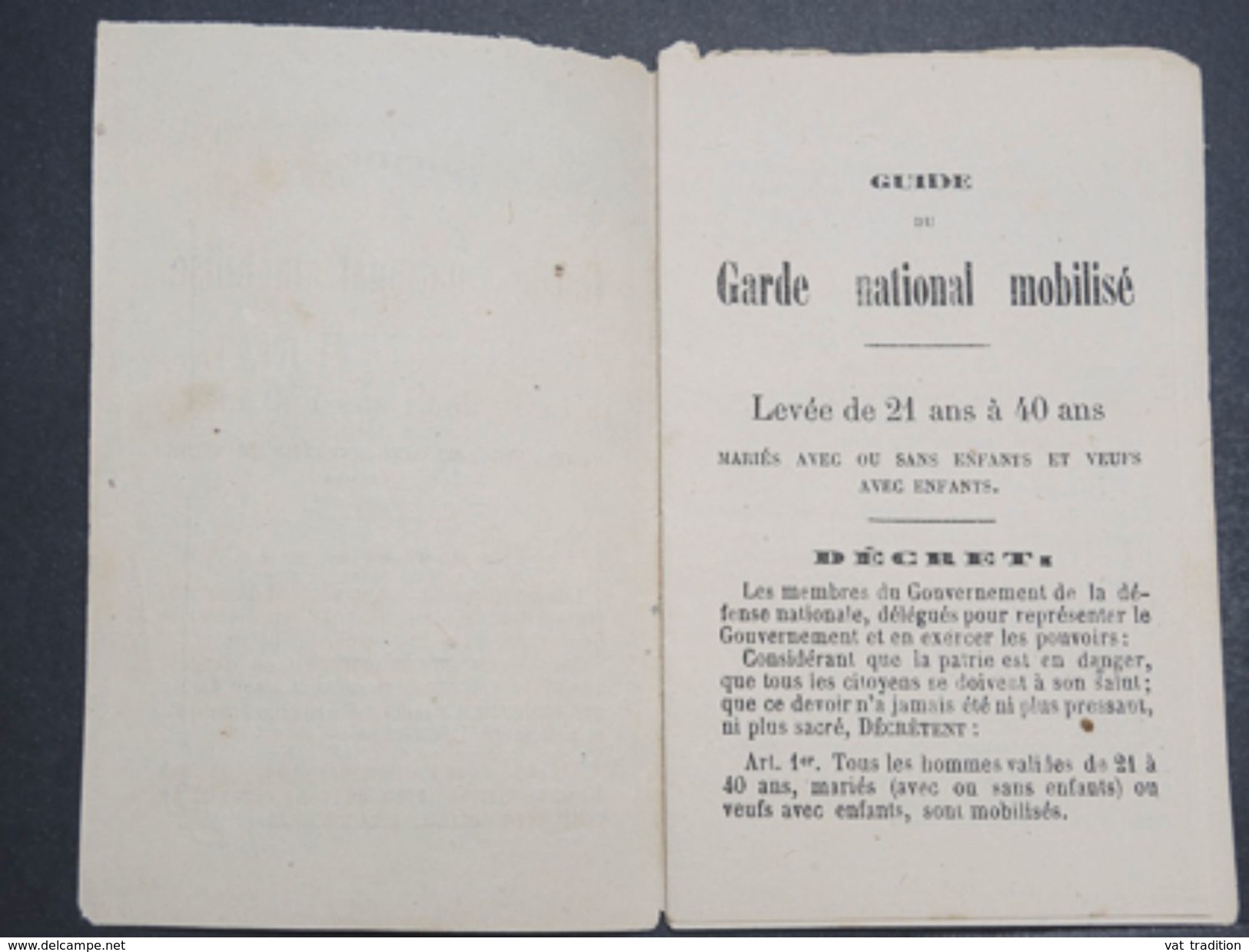 FRANCE - Guerre De 1870 , Guide Du Garde National Mobilisé -  L 10537 - Français