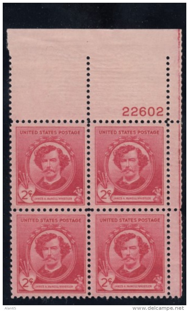 Sc#884-885-886-887 1-, 2-, 3-, 5-cent Painters Famous Americans Issue, Plate # Block Of 4 MNH Stamps - Plate Blocks & Sheetlets