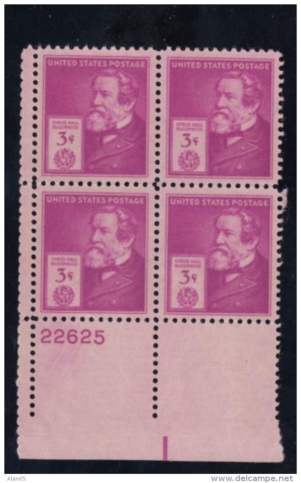 Sc#889-890-891-892 1-, 2-, 3-, 5-cent Inventors Famous Americans Issue, Plate # Block Of 4 MNH Stamps - Plate Blocks & Sheetlets