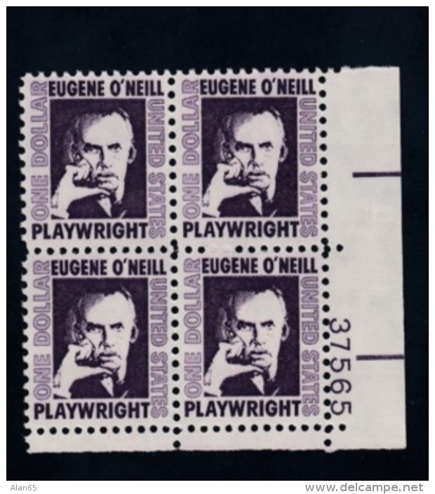 Sc#1294 $1 Eugene O'Neill Prominent Americans Issue, Plate # Block Of 4 MNH Stamps - Numéros De Planches