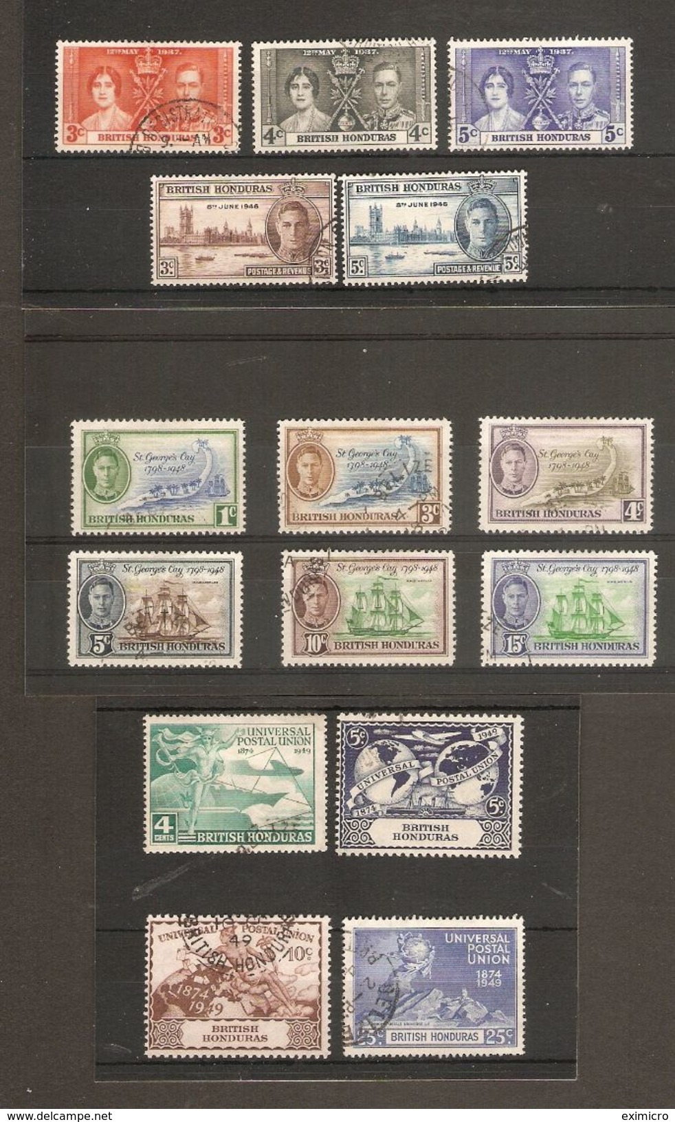 BRITISH HONDURAS 1937 - 1949 FINE USED COMMEMORATIVE SETS Cat £16.75 - British Honduras (...-1970)